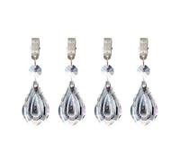 4PCS Tablecloth Weights, Crystal Table Cover Pendant with Metal Clip Clamps, Glass Heavy Teardrop Prisms Table Cloth Hangers for Decoration, Outdoor Picnic, Family Dinner Party G