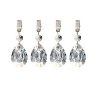 4PCS Tablecloth Weights, Crystal Table Cover Pendant with Metal Clip Clamps, Glass Heavy Teardrop Prisms Table Cloth Hangers for Decoration, Outdoor Picnic, Family Dinner Party F