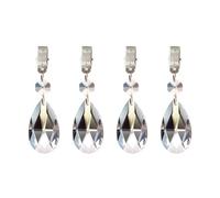 4PCS Tablecloth Weights, Crystal Table Cover Pendant with Metal Clip Clamps, Glass Heavy Teardrop Prisms Table Cloth Hangers for Decoration, Outdoor Picnic, Family Dinner Party A