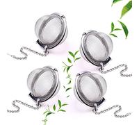 4Pcs Tea Infuser, Stainless Steel Tea Ball Mesh Tea Infuser Strainers with Extended Chain Hook and Extra Fine Mesh for Brew Loose Leaf Tea and Spices & Seasonings