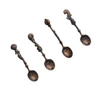 4Pcs Teas Coffee Dessert Spoon Antique Stirring Spoons Oceans Theme Teaspoon for Restaurant, Home and Party Metal Teaspoon