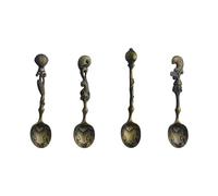 4Pcs Teas Coffee Dessert Spoon Antique Stirring Spoons Oceans Theme Teaspoon for Restaurant, Home and Party Metal Teaspoon