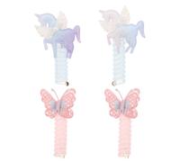 4pcs Telephone Cord Hair Elastics for Hair, Rubber Spiral Holders | Sparkly Hair Grips, Lightweight Comfortable Hold, Gentle Shape Retention, Daily Use for Ponytails and Braids