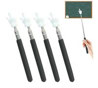 4Pcs Telescopic Teachers Pointer, Extendable Hand Pointer Finger Pointer Stick, Mini Retractable Classroom Pointer for Elementary School Kindergarten Teacher,Classroom Supplies (Black)