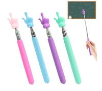 4Pcs Telescopic Teachers Pointer, Extendable Hand Pointer Finger Pointer Stick, Mini Retractable Classroom Pointer for Elementary School Kindergarten Teacher, Classroom Supplies (4 Colors)