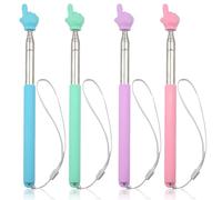 4pcs Telescopic Teachers Pointer, Pointer Sticks with Lanyard, Extendable Hand Pointer Finger Pointing Sticks, Retractable Whiteboard Pointer for Teachers Speakers Classroom Presentation