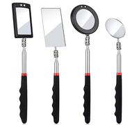 4PCS Telescoping Inspection Mirror LED Lighted Inspection Mirror, 360° Swivel Adjustable Inspection Mirror for Checking Observing Vehicle Small Part, Eyelashes, Mouth, Small Parts Observation