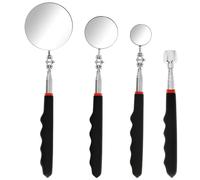 4PCS Telescoping Inspection Mirror Set with Magnetic Pick-Up Tool, 360° Swivel Extendable Round Mirror Tool for Mechanics, Stainless Steel Automotive Mirror for Hard-to-Reach Areas