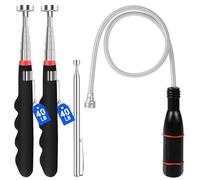 4Pcs Telescoping Magnetic Pickup Tool with 40lb Pull Force, Extendable Magnet Stick, Non-Slip Handle Bendable Retriever for Nuts Bolts Screws Garage Home (Black)