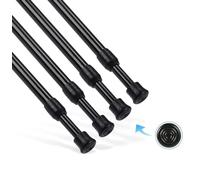 4Pcs Tension Rod, Goowin Tension Rods for Windows, No Drilling Rustproof Spring Adjustable Tension Curtain Rod for Doors, Windows, Wardrobe Bars, Drying Support Rods (Black, 60-110 cm-4 Pcs)