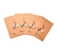 4Pcs Thank You Keychain, Personalised Keychain, Thank You for Helping Me Grow Key Chain, Flowers Keyring Gift, Ideal for Teacher Appreciation, Key Chain Gift for Thanksgiving Day Christmas Easter