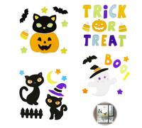4Pcs Thick Gel Clings for Kids - Easy to Install Halloween Window Stickers with Cute Pumpkins, Witches & Bats