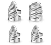 4PCS Thimble Finger Protector, Adjustable Thimbles for Hand Sewing Quilting Craft Accessories for DIY Sewing Tools Needlework Cross Stitch Embroidery(Silver, 2 Sizes)