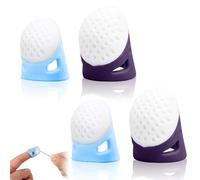 4Pcs Thimbles for Hand Sewing - Silicone Thimble Finger Protectors, Quilting DIY Hand Embroidery Needlework Patchwork, Durable Sewing Supplies, Blue & Purple