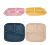 4pcs Three Compartment Plate PP Snack Serving Tray for Buffet Parties | 25x22.5x2cm, Smooth Surface, Separate Condiment Section, Reusable Design for Appetisers, Fruit and Snacks