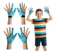4pcs Thumb Sucking Guard Gloves Kids Chewy Compression Gloves Breathable Guard Nail Biting Gloves Kids Stop Thumb Sucking and Finger Biting (Shark)