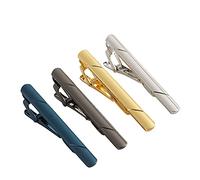 4Pcs Tie Clips for Men,Stainless Steel Necktie Tie Bar Pinch Clips Classic Tie Clasp Pin Multi Style Shirt Clip for Regular Tie