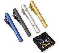 4pcs Tie Clips for Men Tie Clip Tie Bar Tie Bars for Men with gift box, L, metal, No Gemstone
