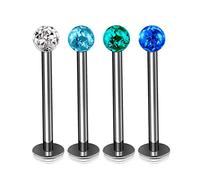 4Pcs Titanium G23 16g Labret Studs Piercing Jewelry Monroe Tragus Cartilage Lip Medusa 3mm Ferido Ball More Choices, Titanium, no gemstone