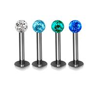 4Pcs Titanium G23 16g Labret Studs Piercing Jewelry Monroe Tragus Cartilage Lip Medusa 3mm Ferido Ball More Choices, Titanium, no gemstone