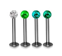 4Pcs Titanium G23 16g Labret Studs Piercing Jewelry Monroe Tragus Cartilage Lip Medusa 3mm Ferido Ball More Choices, Titanium, no gemstone