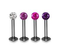 4Pcs Titanium G23 16g Labret Studs Piercing Jewelry Monroe Tragus Cartilage Lip Medusa 3mm Ferido Ball More Choices, Titanium, no gemstone