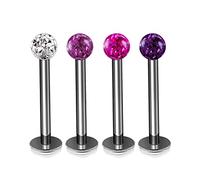 4Pcs Titanium G23 16g Labret Studs Piercing Jewelry Monroe Tragus Cartilage Lip Medusa 3mm Ferido Ball More Choices, Titanium, no gemstone