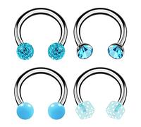 4PCS Titanium Horseshoe Barbell 16g 5/16 8mm 3mm Ferido,Half ball,Ball acrylic,Dice Earrings Piercing Jewelry Pick Color, Titanium, no gemstone