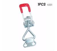 4pcs Toggle Clamp for Cabinet Boxes Case - Adjustable 100kg Holding Capacity, Galvanized Iron with Red Vinyl Grips, Silver+Red (GH-4001)