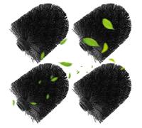 4pcs Toilet Brush Replacement Heads - Black Antibacterial, Durable PP Plastic, 12mm Screw-On Design for Easy Installation
