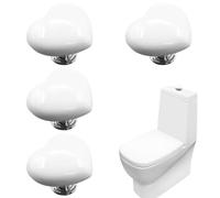 4PCS Toilet Flush Button White Toilet Heart Button Flush Heart Shaped Toilet Button Pusher Creative Press Toilet Heart Button Aid Water Tank Push Press Flush Replacement for Home Bathroom Decor