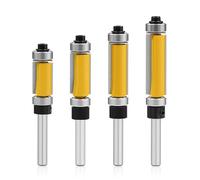 4Pcs Top and Bottom Bearing Flush Trim Router Bits Set 1/4 Inch Shank, Carbide Pattern Flush Trim Cut Router bit, 1/2 Inch Cutting Diameter, 3/4", 1", 1-1/4", 1-1/2" Inch Cutting Length