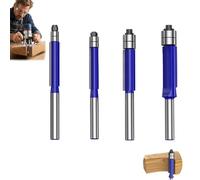 4pcs Top Double Bearing Flush Trim Router Bits Set, Biaxial Trimming Tool, Double Ball Bearing Guided Trimming Bits,For Wood Carving Milling Cutter Woodworking Tools(4pcs)