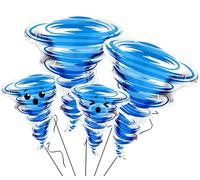 4Pcs Tornado Balloons TwoNado 2nd Birthday Decor for Boys, 26’’ Blue Silver Tornado + 14’’ Mini Smiling Twister Balloons, Storm Theme Party Supplies for Toddler, Baby Shower