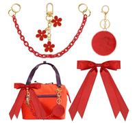 4PCS Tote Bag Charms Kit, Decorative Bow, Pom Pom, Acrylic & Flower Chain Decor Bag Accessories for Stanley, YETI Camino 20/35/50 & Bogg Beach Tote Bags for Girls Women