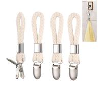 4pcs Towels Clip,Metal Tea Towel Hooks with Woven Cotton,Sturdy Hanging Clips Tea Towels Holders,Sturdy Hanging Clips for Kitchen, Bathroom Beach Towels