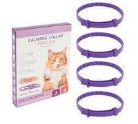 4Pcs TPE Calming Collar for Pet Kittens Comfortable Adjustable Relaxing Cat Collar Bright Color Decorative Efficient Relieve Anxiety Stress for Kitten Medium Large Cats Purple Silicone