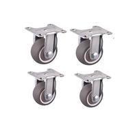 4Pcs TPE Rubber Swivel Casters with Brakes M8/M10 Threaded Stem No Noise Replacement Wheels for Baby Bed Table Shelf Heavy Duty Smooth Rolling Durable
