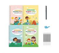 4pcs Tracetrek Workbook Fast-Track Young Minds,Grooved Handwriting Book Practice,Tracetrek Workbook Kit, Lettes Numbers Drawing Tracing Calligraphy Practice Book, Back to School Supplies