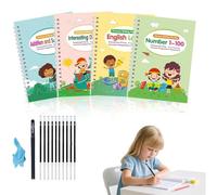 4Pcs Tracetrek Workbook Fast-Track Young Minds,Tracetrek Workbook Kit,Magic Ink Copybooks for Kids,Magic Grooved Practice Copybook,Reusable Handwriting Workbooks for Preschools Kids Age 3-8 (1Set)