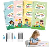 4Pcs Tracetrek Workbook Fast-Track Young Minds,Tracetrek Workbook Kit,Magic Ink Copybooks for Kids,Magic Grooved Practice Copybook,Reusable Handwriting Workbooks for Preschools Kids Age 3-8 (2Set)