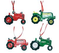 4Pcs Tractor Ornaments for Christmas Tree, Resin Tractor Christmas Ornament for Home Party Hanging Decorations