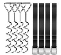 4Pcs Trampoline Anchor Kit, Ground Pegs & Tie Down Straps