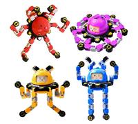 4PCS Transformable Fidget Toys, Funny DIY Travel Toy for Teens with Autism Adhd Anxiety Relief, Birthdays Gifts Party Favors, All Ages Sensory Fidget Toys