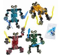 4PCS Transforming Car Robot Fidget Toys 2-in-1 Deformation Action Figures with Smooth Bearing Red Yellow Blue Green Finger Spinning Mechanical Toys Portable Stress Relief Gadgets for Boys Girls