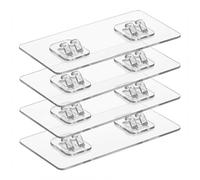 4PCS Transparent Adhesive Hooks, Waterproof Bathroom Shower Hooks for Shower Caddy, Sticker Hook High Strength Plastic Hook with No Drill Strong Adhesive, Ideal for Tile, Glass & Smooth Surfaces