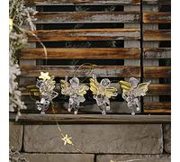4Pcs Transparent Christmas Angel Ornaments, Acrylic Clear Angels with Golden Wings, Festive Window Scene Decoration Hanging Pendants for Christmas Tree Home Party Shop Window Xmas Decor