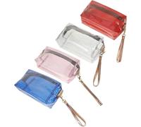 4pcs Transparent Cosmetic Bag Wallet for Women Large Capacity Travel Toiletry Pouch for Clear Toiletry Bag Ladies Purses Makeup Organizer Bags for Women Small Makeup Bag PVC-Assorted Color 1