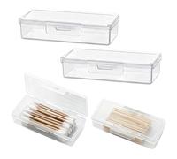 4PCS Transparent Cotton Swab Holder for Travel, Portable Refillable Plastic Storage Box with Lid - Dustproof Dispenser for Cotton Buds, Toothpicks, Q-Tips | Reusable Toiletry Organizer for Bathroom
