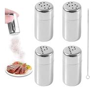 4PCS Travel Salt and Pepper Sets, Salt and Pepper Sets, Salt Shaker, Salt and Pepper Shaker, Salit Shakers for Home Kitchen, Salt and Pepper Pots, Salt Pot with Lid (with Cleaning Brush)